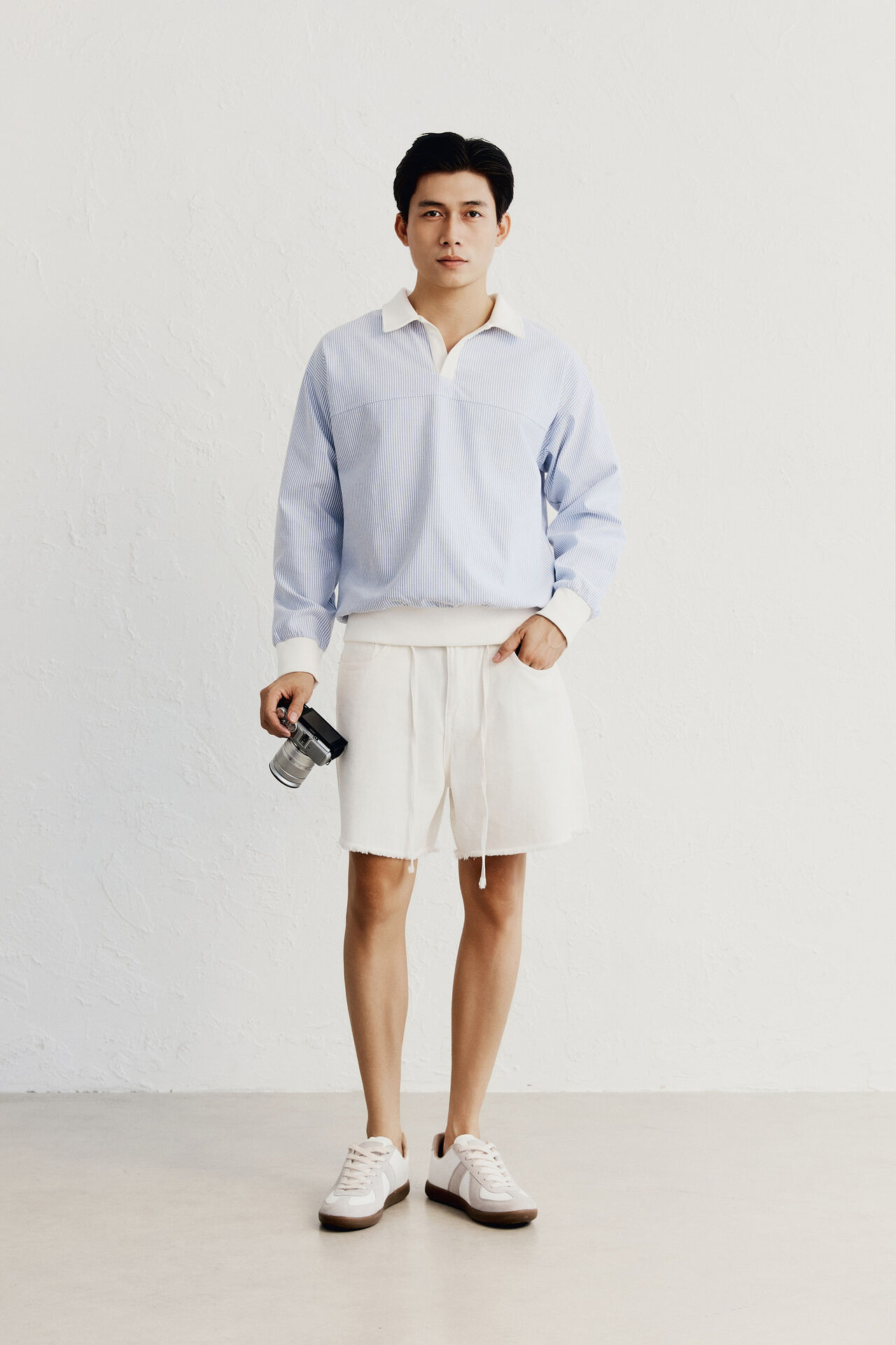 Polo cổ bẻ sọc xanh nhạt